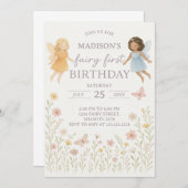 フェアリーお洒落ファースト誕生日招待状 招待状 (正面/裏面)