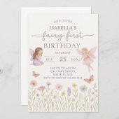 フェアリーお洒落ファースト誕生日招待状 招待状 (正面/裏面)