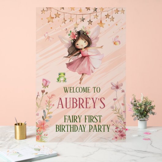 フェアリーお洒落ファースト誕生日 アクリルサイン (ウェディング)