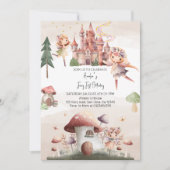 フェアリーお洒落ファースト誕生日 | 城とキノコ 招待状 (正面)