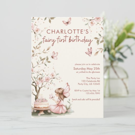 フェアリーお洒落ファースト誕生日 招待状 (スタンド正面)