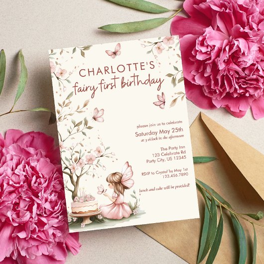 フェアリーお洒落ファースト誕生日 招待状