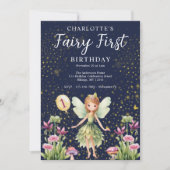 フェアリーお洒落ファースト1歳のパーティー 招待状 (正面)