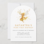 フェアリーお洒落ファースト・ウォーター・カラー1歳の誕生日 招待状 (正面)