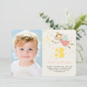 フェアリーお洒落プリンセスガールバースデーパーティー写真 招待状 (スタンド正面)