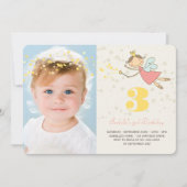 フェアリーお洒落プリンセスガールバースデーパーティー写真 招待状 (正面)