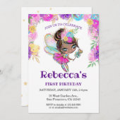 フェアリーお洒落プリンセスマジカルファースト誕生日 招待状 (正面/裏面)