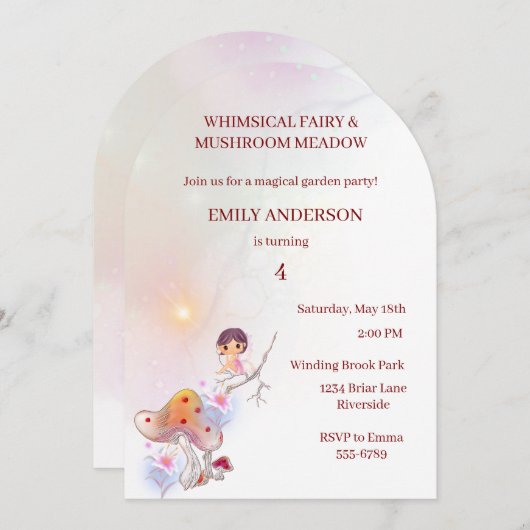 フェアリーお洒落マジカル4th誕生日招待状 招待状 (正面/裏面)
