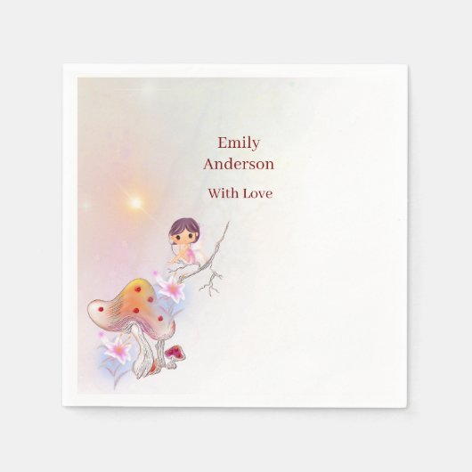 フェアリーお洒落マジカル4th誕生日紙ナプキン スタンダードカクテルナプキン (正面)