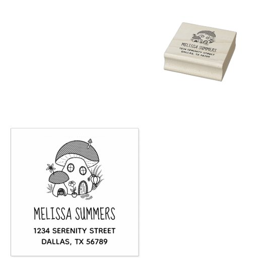 フェアリーお洒落マッシュルームハウスアドレス ラバースタンプ (押印)