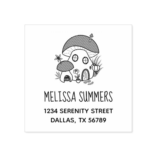 フェアリーお洒落マッシュルームハウスアドレス ラバースタンプ (インプリント)