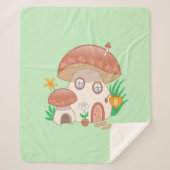 フェアリーお洒落マッシュルームハウスグリーン シェルパブランケット (正面)