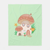フェアリーお洒落マッシュルームハウスグリーン フリースブランケット (正面)