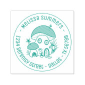 フェアリーお洒落マッシュルームハウスラウンドアドレス セルフインキングスタンプ (デザイン)