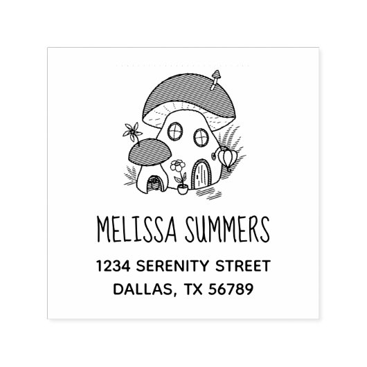 フェアリーお洒落マッシュルームハウス差出人住所 セルフインキングスタンプ (デザイン)