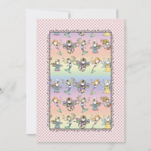 フェアリーお洒落マーメイドとエンジェルパーティー招待状 招待状 (正面)