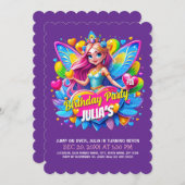 フェアリーお洒落誕生祝い 招待状 (正面/裏面)