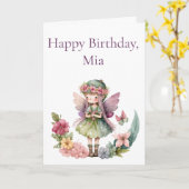 フェアリーかわいらしガーデンガールズ誕生日カード カード (黄色い花)