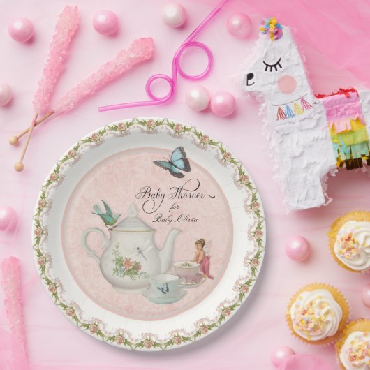 フェアリーかわいらしティーパーティーベビーシャワーパーティーデコール ペーパープレート (パーティー)