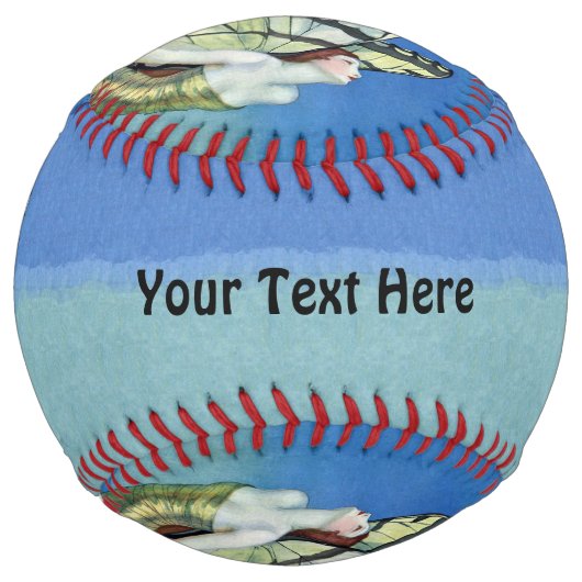 フェアリーかわいらしレッドヘア(昆虫)オオカバマダラ、モナークバタフライウイングブルー ソフトボール (正面)