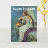 フェアリーかわいらし妖精ハープキャンドル海誕生日 カード (黄色い花)