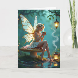 フェアリーとコーヒーをテーマにした誕生日 カード