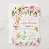 フェアリーとユニコーンの最初の誕生日の招待 招待状 (正面)