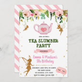フェアリーのお茶の宿泊テーマの招待 招待状 (正面/裏面)