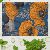 フェアリーのレンツとオレンジ色のケシの花 キッチンタオル (折り畳み)