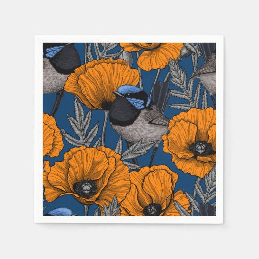 フェアリーのレンツとオレンジ色のケシの花 スタンダードカクテルナプキン (正面)