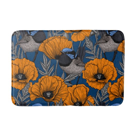 フェアリーのレンツとオレンジ色のケシの花 バスマット (正面)