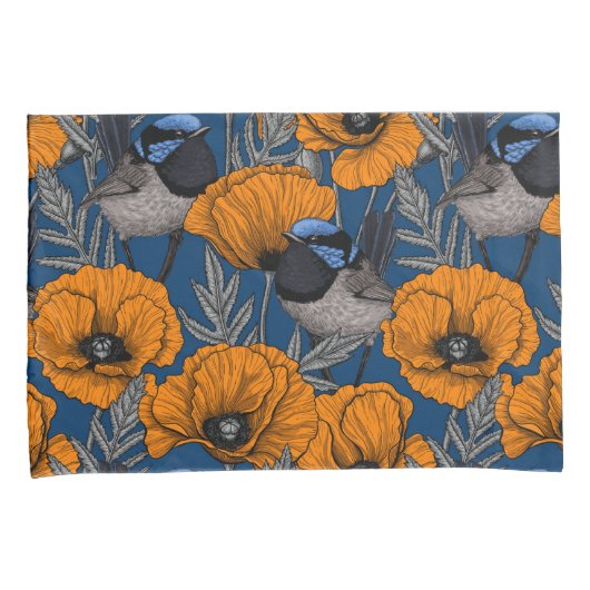 フェアリーのレンツとオレンジ色のケシの花 枕カバー (正面右)