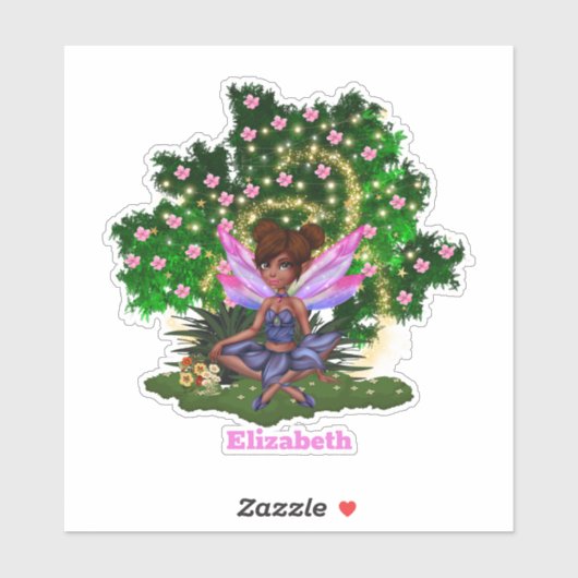 フェアリーアフリカ系アメリカ人さくらんぼの花の木名 シール (シート)