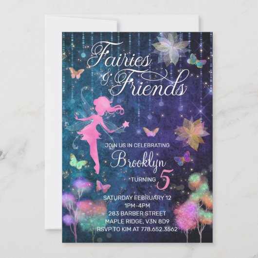 フェアリーアンドフレンズ誕生日招待状 招待状 (正面)