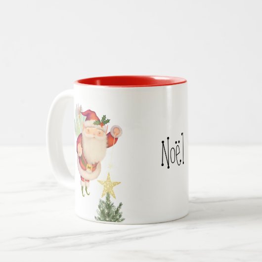 フェアリーウィングサンタツートーンパーソナライズコーヒーマグ ツートーンマグカップ (正面左)