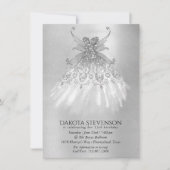 フェアリーウィングシルバーガウン | プラチナフォイルフェイクシェン 招待状 (正面)