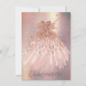 フェアリーウィングバラ金ゴールドガウン | テラコッタコーラルシェン 招待状 (正面)