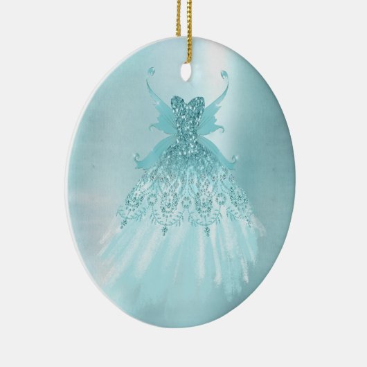 フェアリーウィングミントガウン | ルクスパールグリーンアクアシェン セラミックオーナメント (右)