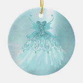 フェアリーウィングミントガウン | ルクスパールグリーンアクアシェン セラミックオーナメント (正面)