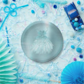 フェアリーウィングミントガウン | ルクスパールグリーンアクアシェン ペーパープレート (パーティー)