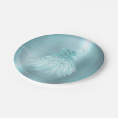 フェアリーウィングミントガウン | ルクスパールグリーンアクアシェン ペーパープレート (アングル)