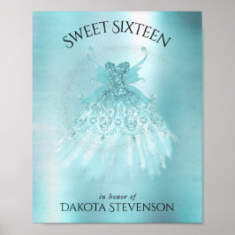 フェアリーウィングミントガウン | ルクスパールグリーンアクアシェン ポスター