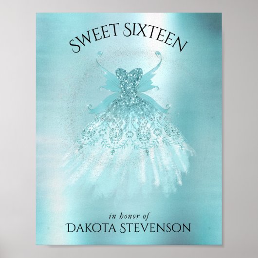 フェアリーウィングミントガウン | ルクスパールグリーンアクアシェン ポスター (正面)