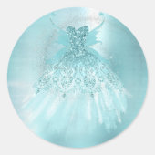 フェアリーウィングミントガウン | ルクスパールグリーンアクアシェン ラウンドシール (正面)