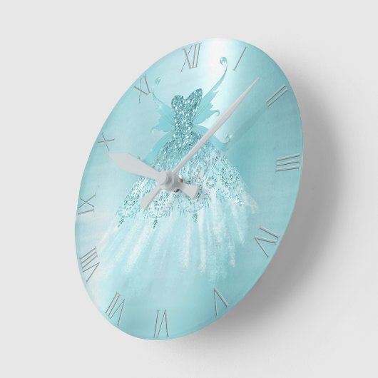フェアリーウィングミントガウン | ルクスパールグリーンアクアシェン ラウンド壁時計 (傾斜)