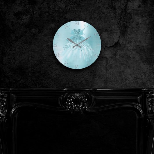 フェアリーウィングミントガウン | ルクスパールグリーンアクアシェン ラウンド壁時計