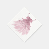 フェアリーウィングモーヴガウン | ラグジュアリーな埃っぽいピンクシェン スタンダードカクテルナプキン (角)