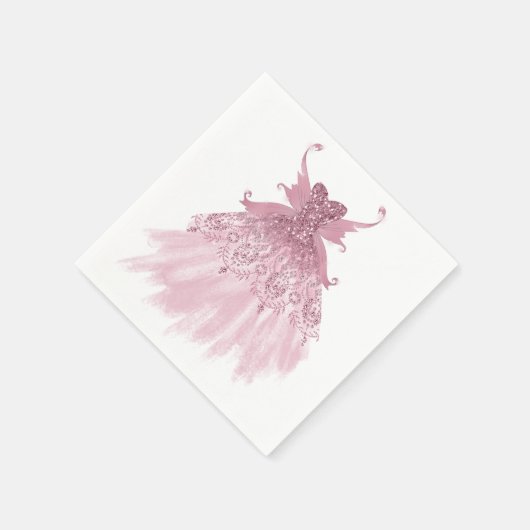 フェアリーウィングモーヴガウン | ラグジュアリーな埃っぽいピンクシェン スタンダードカクテルナプキン (角)