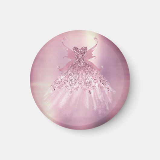 フェアリーウィングモーヴガウン | ラグジュアリーな埃っぽいピンクシェン マグネット (正面)