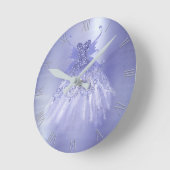 フェアリーウィングラベンダーガウン | 紫虹彩光沢 ラウンド壁時計 (傾斜)